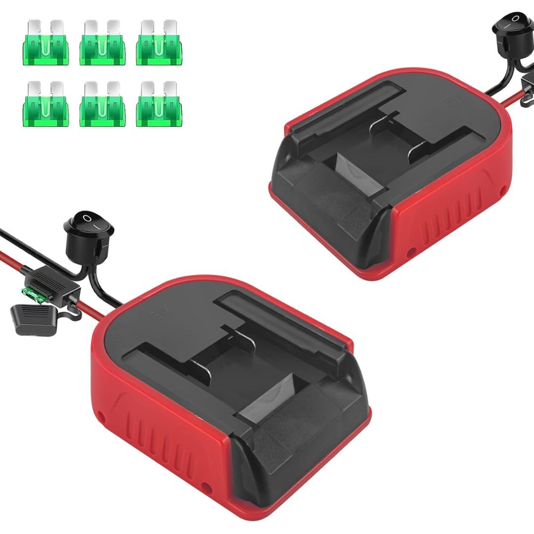 URUN Pack of 2 Power Wheel Adapters for Einhell Power X-Change 18 V Battery, Battery Converter with 14 AWG Wire Cable and 3 Fuse for DIY Modify, RC Toy, Ride On Truck