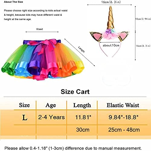 Afufu Rainbow Tutu Skirt for Girls, Toddler Tutu Outfit Princess Dress Up Costume Set for Dance Party Carnival, Layered Ruffle Skirts Ballet Tulle Headband for Kids Birthday/Christmas/Cosplay/Wedding