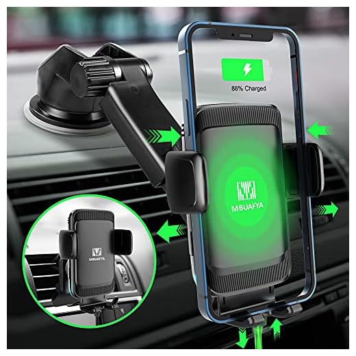 MBUAFYA Trådlös laddare bil bil mobiltelefonhållare med laddningsfunktion 2 i 1 Qi 15 W trådlös billaddare laddningsstation bil mobiltelefon hållare ventilation för iPhone Samsung Huawei USB