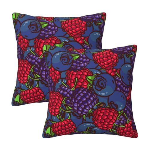 TZTTZT Juego de 2 fundas de almohada de bayas silvestres de 12 x 12 pulgadas, fundas de cojín decorativas suaves para sofá, cama, sala de estar, casa de campo