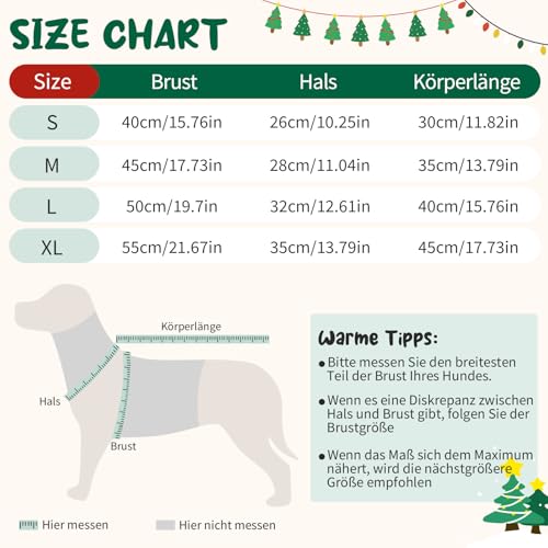 Kiiwah Weihnachten Hundepullover, Winter Warmer Hund Katze Pullover Kleidung Haustier Mantel Kostüm Welpenpullover Pullover Bekleidung für kleine mittelgroße Hunde
