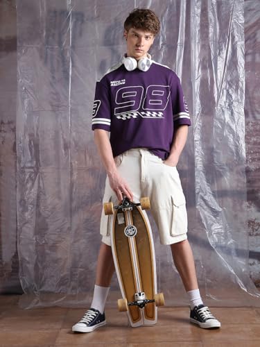 Image of Hubberholme Men Cotton Terry Printed Oversized Round Neck Half Sleeves Tshirts