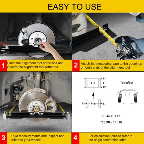Image of Tiandirenhe 2pcs Heavy Duty Toe Alignment Tool Plates, Wheel Alignment Tool Plate with Hanging Holes, Alignment Tools Automotive, DIY Toe Alignment Plate Takes Fast, Black