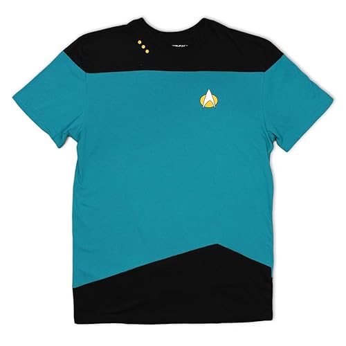 Star Trek: The Next Generation Science Uniform T-Shirt - Officially Licensed - Large Blue