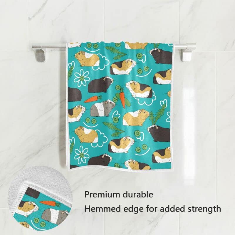 QUGRL Guinea Pig Carrot Kitchen Hand Towels Colorful Cute Dish Cloth Fingertip Towel Decorative Soft Quality Premium Washcloth Guest Towel for Bathroom Spa Gym Sport 16x30 in - Image 3