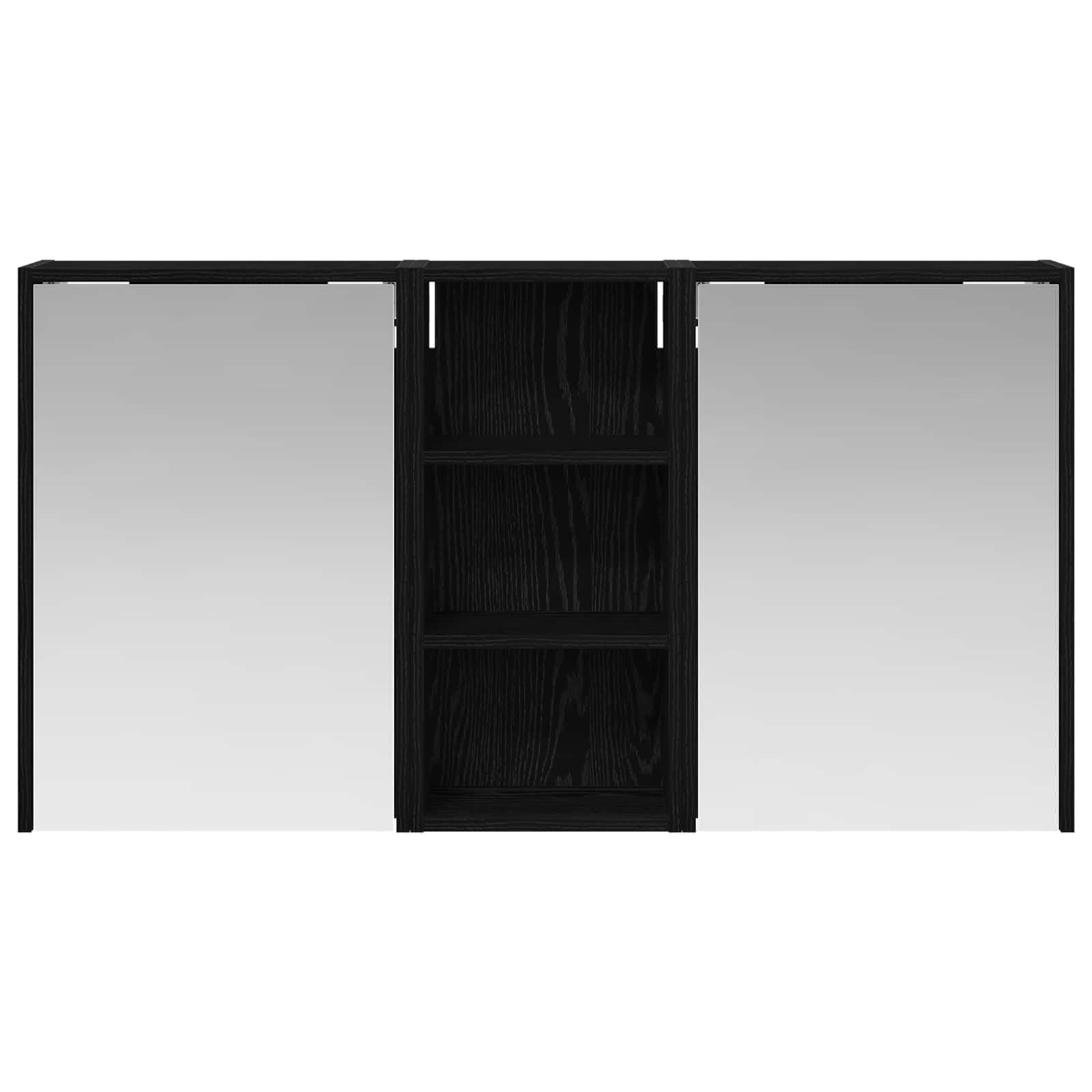 3-częściowy zestaw szafek łazienkowych z materiału drewnopochodnego 116 x 16 x 62,5 cm z oświetleniem LED, dwukierunkowe lustro, montaż na ścianie, miejsce do przechowywania mebli