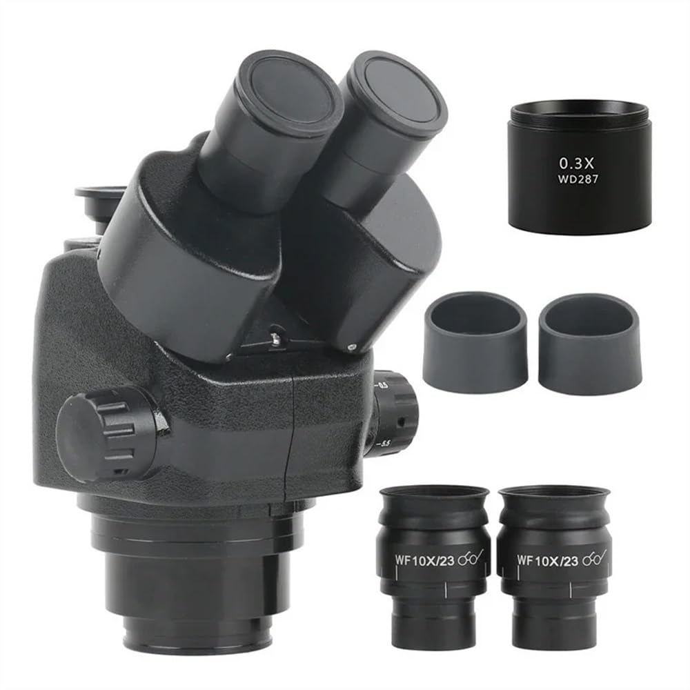 Microscope 1.5X-55X (0.3X) Simul Focal Parfocal Trinocular Stereo Microscope WF10X Adjustable Eyepieces Large Depth of Field 110MM Work Distance