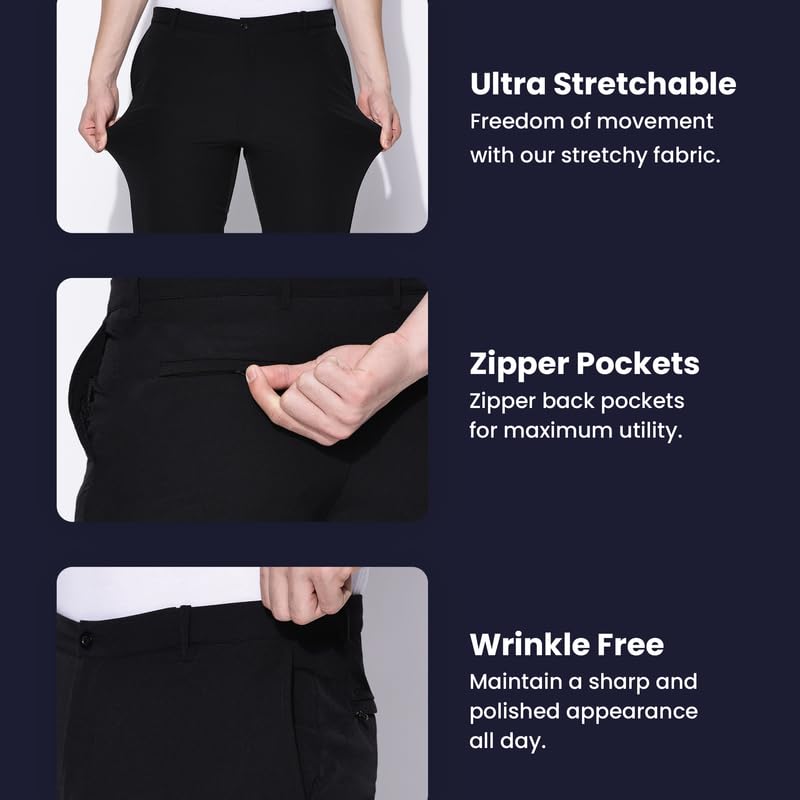 Image of BLUE TYGA Ultimate Office Joggers for Men | Wrinkle Free & Lightweight Joggers for Men | Ultra-Stretchable Pants for Office & Parties