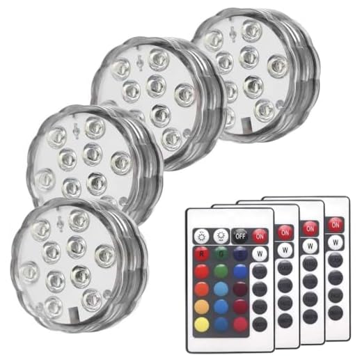 ZFBB Submersible LED Lights, 16 Colors 4 Modes Battery Powered RGB Floral Lights with 24-Key Remote (4-Pack)