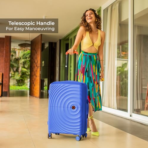 Image of Nasher Miles Polypropylene Spinner Seattle Hard-Sided Check-in Luggage 24 inch | 65cm | 8 Wheels Medium Trolley Bag for Travel | Suitcase (Dark Blue)