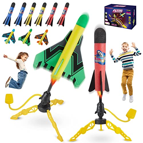 Rocket Toy Rocket Launcher for Kids Rocket Shoots Up to 100 Feet, Outdoor Toy for Boys Girls 6 Colorful Rockets and 3 Planes with 2 Sturdy Launcher Toy Stand, Stomp Launch Pad, Gift for Kids Age 3-12 Rocket Toy Rocket Launcher for Kids Rocket Shoots Up to 100 Feet, Outdoor Toy for Boys Girls 6 Colorful Rockets and 3 Planes with 2 Sturdy Launcher Toy Stand, Stomp Launch Pad, Gift for Kids Age 3-12
