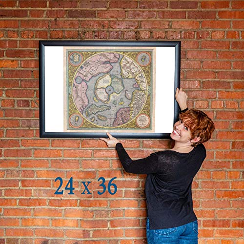 History Prints First Map Of Arctic & North Pole By Mercator - Circa 1606-24 X 36 Inches #TOP5