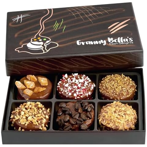 6 Valentines Chocolate Covered Cookies Gift Basket, Gourmet Candy Gift Box for Food Delivery, Cookie Gifts Ideas for Wife Husband Girlfriend Boyfriend Cover