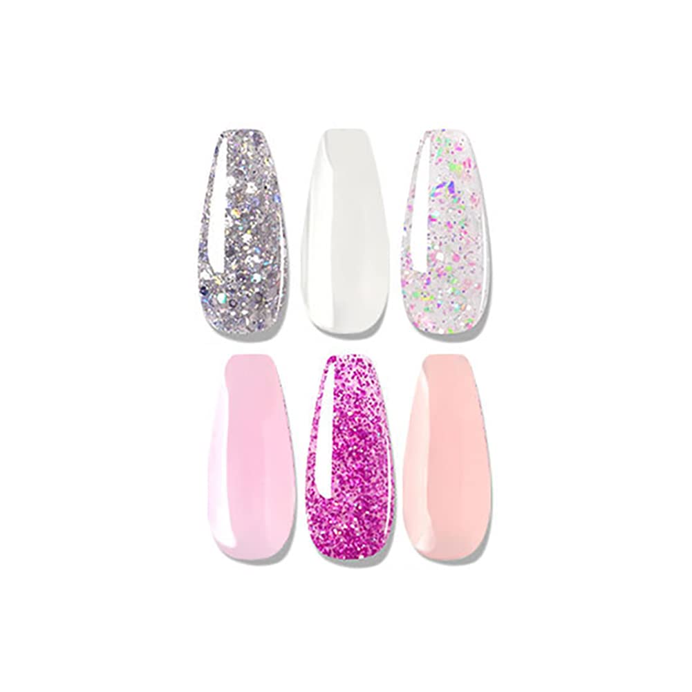 Kit Uñas de Gel Completo, 15ml 6PCS Clear Nude Colors Nail Extension Gel con Solución Antideslizante con 6W U-V/LED Secador de Unas Capa Base Capa Superior de Manicura