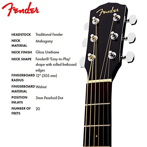 Fender Cd-60Sce Dreadnought Cutaway Acoustic Guitar, Black #TOP6