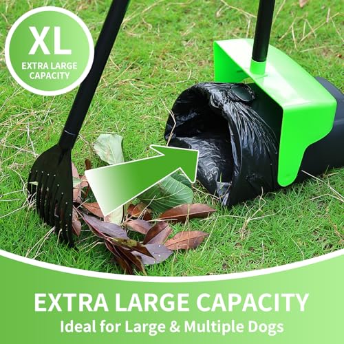 Image of ienjoyed 43 inch Tall Pooper Scooper Large Swivel Bin & Rake with 100 Waste Bags,Heavy Duty Dog Pooper Scooper for Dogs, Long Handle Poop Scooper with Lid for Yard, Grass, Gravel (Green)