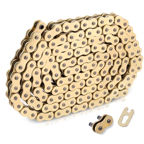 Image of Gold 520 X-Ring Motorcycle Chain 140 Links for Off-Road and ATV with Connecting Master Link - Enhanced Durability & Universal Fit