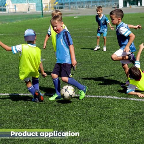 Image of Boyiee Pinnies Scrimmage Vests, Youth Pinnies Nylon Mesh Team Practice Jersey for Sports Basketball Soccer Football(Fluorescent Green and Blue,12 Pcs)