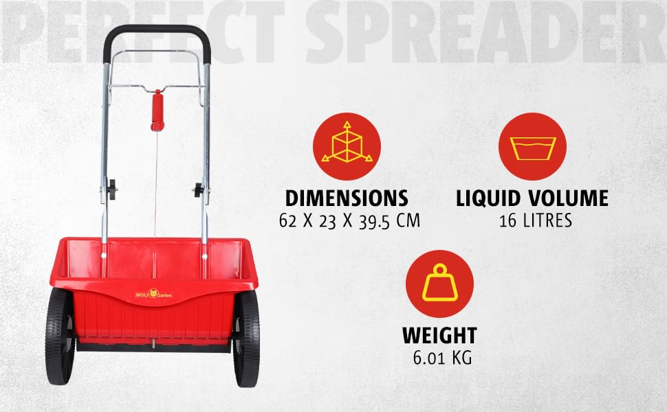 Image of WOLF-Garten 5450000A Perfect Spreader, Spreading Width 43 cm, 16L Container, Light & Manoeuvrable, Ideal for Spreading Seeds, Fertilizer, Sand - WE 430