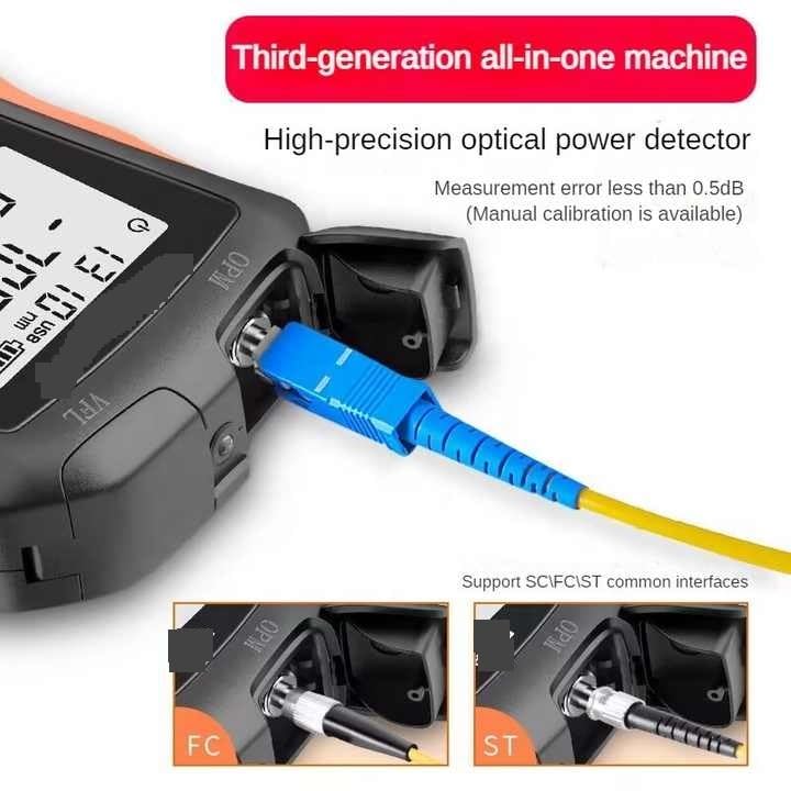Probador de cables fibra óptica red, medidor potencia VFL, localizador visual fallos 6 en 1 Y8 FTTX SC FC ST,Serie de telecomunicaciones(15MW)