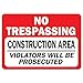 OSHA 10 Pack of Decals - Construction Area 10 Pack of Decals - No Trespassing Construction Area | 10 Pack of Decals | Protect Your Business, Work Site, Warehouse | ?Made in The USA