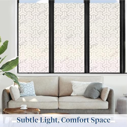 Image of CREON Frosted Glass Window Privacy Film - UV Sun Blocking Heat Control, Static Cling Removable & Reusable for Home, Bathroom, and Office (24 X 48 Inch)
