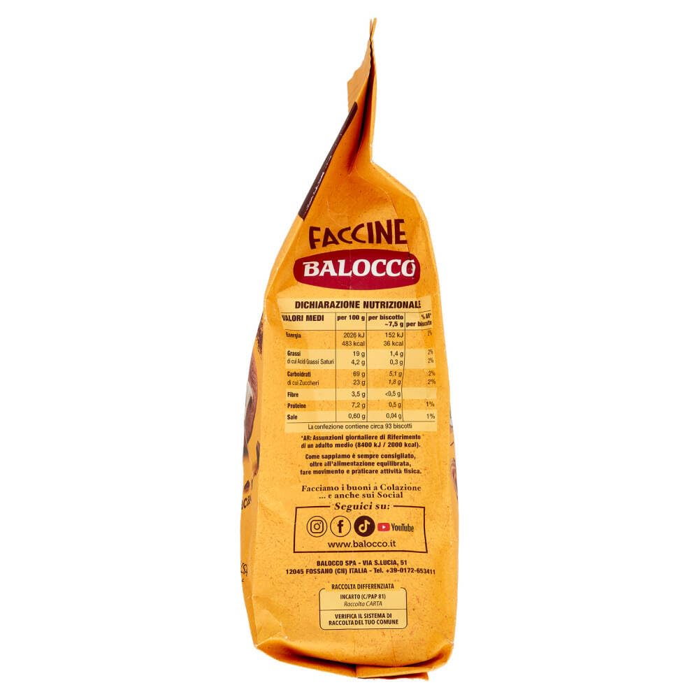 Balocco Faccine Biscotti Kekse mit Schokolade und Haselnüssen biscuits cookies 100% Italienische Kekse 12 x 700g + Beni Culinari Kostenloser Schlüsselanhänger