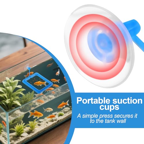 Image of 2 Packs Fish Feeding Rings with Suction Cup Aquarium Feeding Ring Fish Floating Food Feeders, Square & Circle, Blue