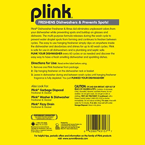 Plink Dishwasher Freshener & Rinse Aid is a Multi-Action Agent that Combines Freshening and Spot Prevention. Fresh Lemon Scent. Last Up To 60 washes per Clip. 6 Ct. - Thumbnail 3