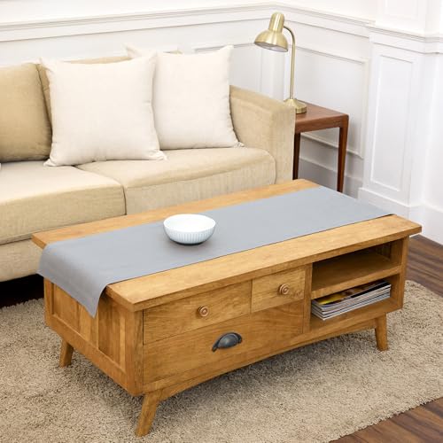 Solino Home Linen Soft Grey Table Runner 60 Inches...