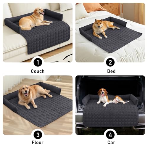 OKYUK Premium Hundebett - Sofaschutz für Haustiere, handgefertigtes und waschbares Hundekissen, Flauschige Hundematte für alle Größen (Kord Kunkelgrau, 75 x 75CM)