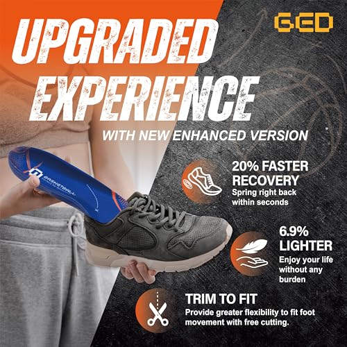 Image of GED Basketball Shoe Insoles for Women - Sports Inserts for Basketball & Athletic Performance - Medium Arch Support, Light, Elastic, Impact Protection, Targeted Cushioning, Trim to Fit (US 7-10.5)