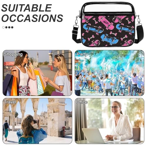 Skateboard Collection Large Clear Stadium Bag Clear Mini Messenger Bags with 2 Compartments Crossbody Bag4