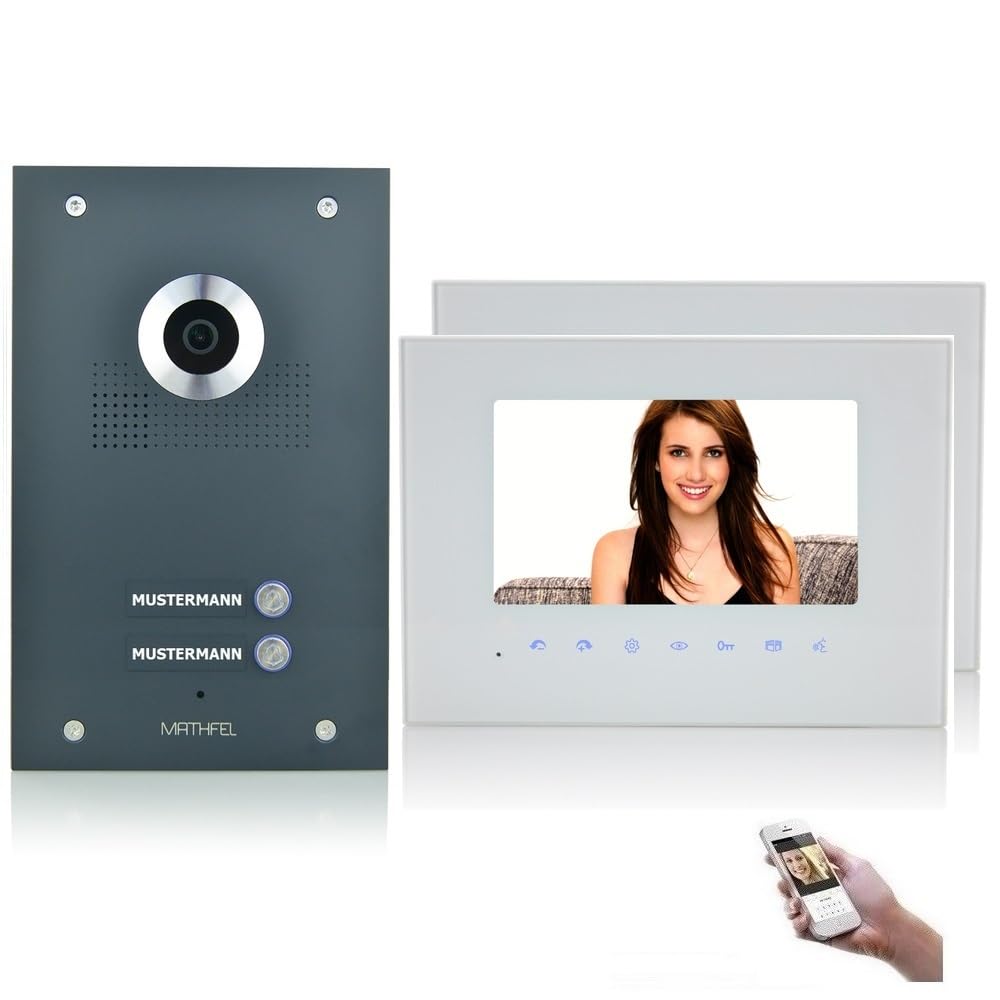Videocitofono a 2 fili Bus IP, set 2 case, monitor da 7"