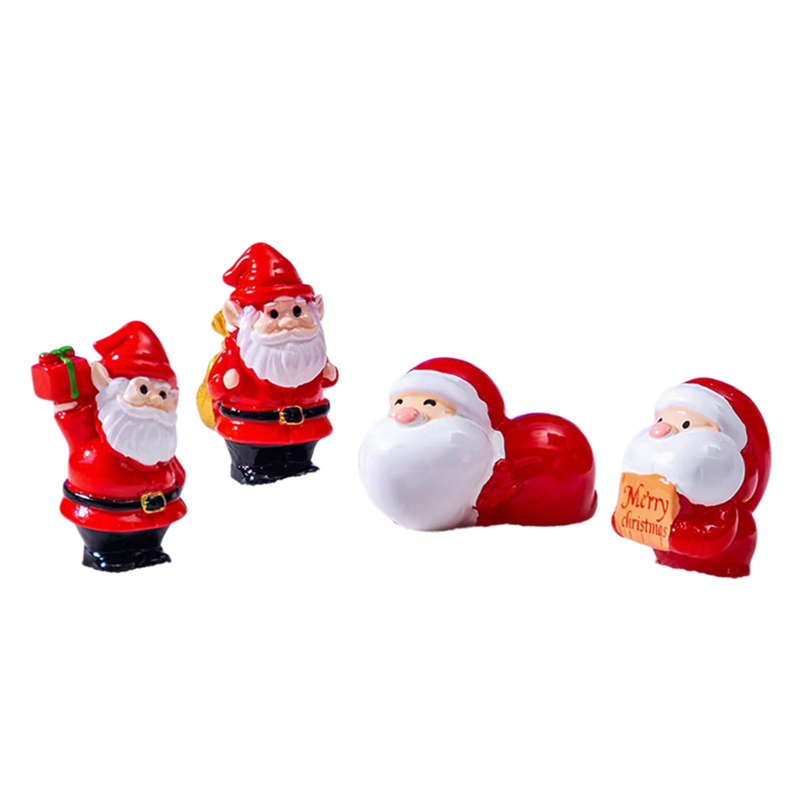 Tsophreniq 4 Piece Santa Resin Miniature Figurine Christmas Tabletop Shelf Decors for Holiday Homes Garden Landscape Display Festives Home Decors Gift