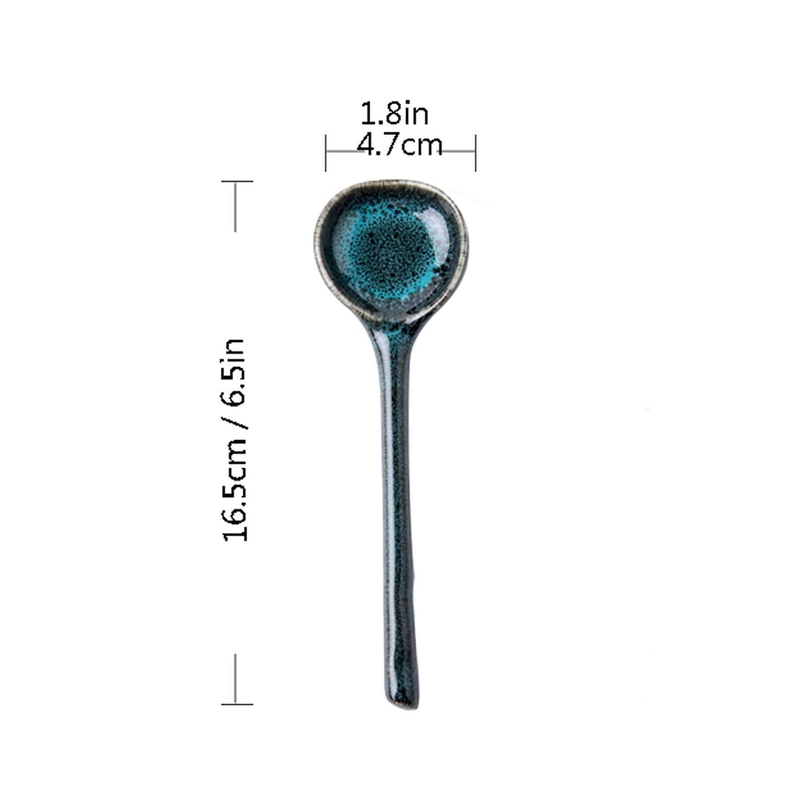 Lot de 6 cuillères en Vrac en céramique à Long Manche pour la Maison, Le Restaurant, la Salle à Manger, Petite cuillère rétro créative Ronde, Petite cuillère à Soupe, cuillères pou