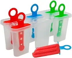 Forma Picolé Bebe e Crianças 6 Cavidades Plástico Livre de BPA - Kit 2 unidades