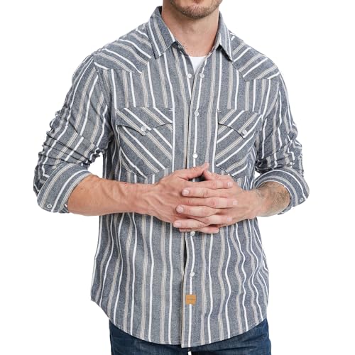Westbro® Flannel Shirt for Men Western Shirts for Men Pearl Snap Cowboy Plaid Vintage Lightweight Mens Flannel Shirt3