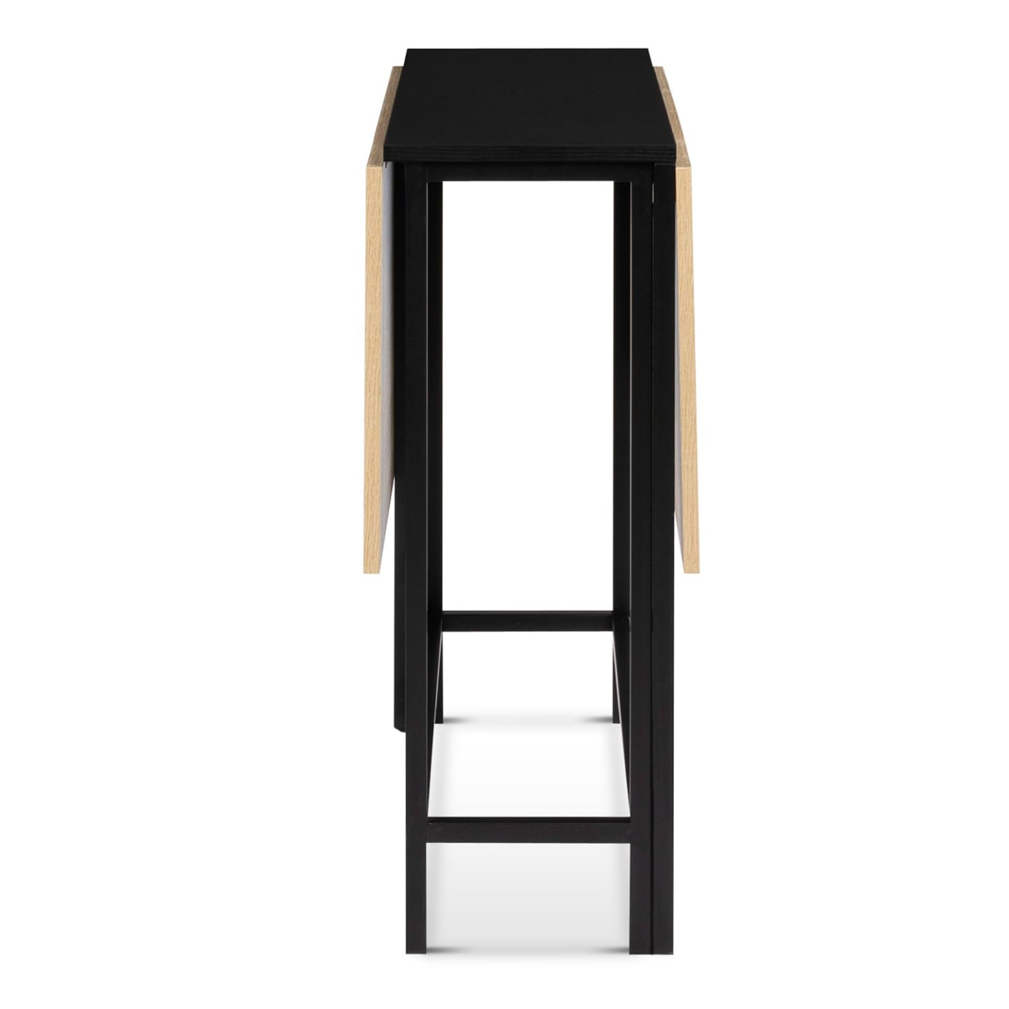 IDMarket - Mesa consola plegable 2-4 personas en haya y negro diseño industrial EDI