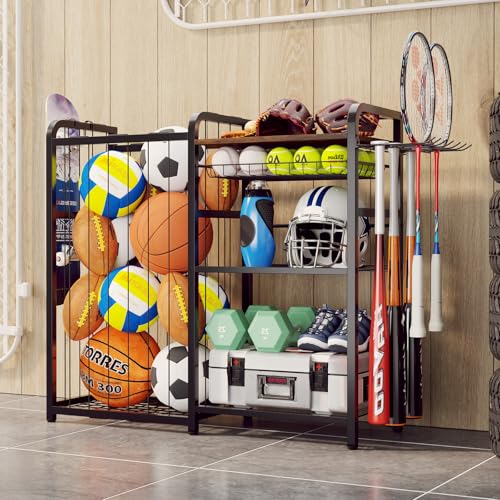 Homsorout Garage Sports Equipment Organizer, Ball Storage for Gear and Toys, Large Capacity, Sports...