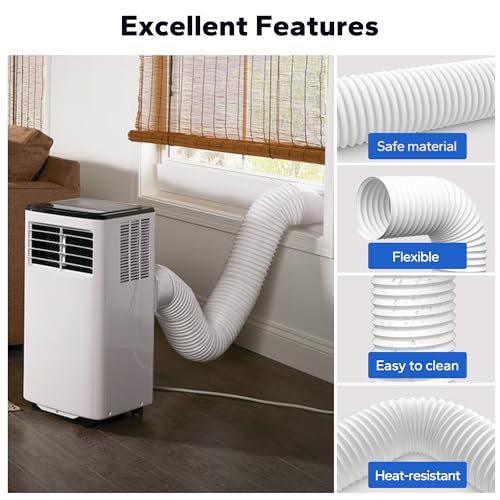 Image of Flexible AC Hose 2 Pack: 5.9 inch Diameter Counterclockwise AC Hose, Length to 80 inch, Portable Air Conditioner Vent Hose Compatible with Delonghi & LG Air Conditioner Parts