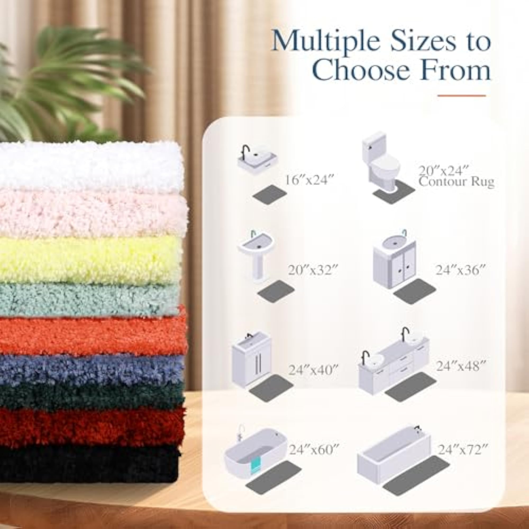 Bath Mat for Bathroom, Non Slip Microfiber Soft Plush
