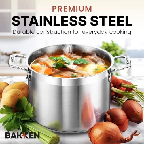 Stockpot – 24 Quart – Brushed Stainless Steel – Heavy Duty Induction Pot with Lid and Riveted Handles – for Soup, Seafood, Stock, Canning and for Catering for Large Groups and Events by BAKKEN by Bakken- Swiss - Used condition - Image 2