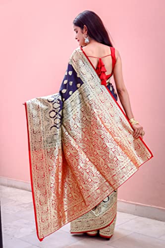 Image of Rameshwaram Fabrics Women's Banarasi Satin Saree With Blouse Piece