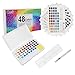 Aquarellfarben Set, Aquarell Malkasten mit 48 Metallic Farben +1 Wassertankpinsel +1 Schwamm +1 Palette, Wasserfarben Set für Anfänger, Kinder und Erwachsene
