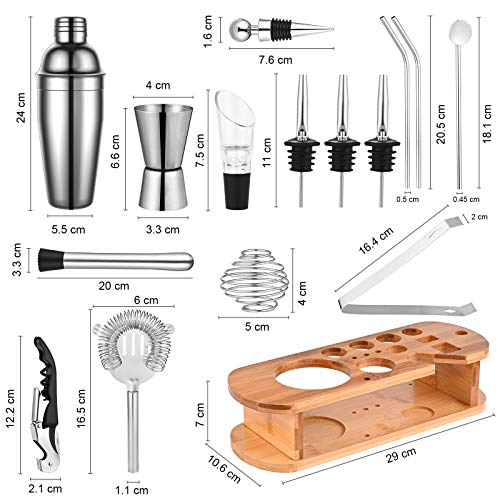 GOLDGE Cocktail Set Cocktail Shaker 18 Teiliges Cocktail Mixer Geschenk Set Bar Zubehör 750ML Cocktailshaker mit… - Image 7