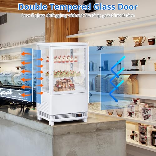 Image of GarveeLife 2.0 Cu.Ft Countertop Commercial Display Refrigerator | Pastry Cooler with LED, Digital Control, & Rear Sliding Door | Frost-Free Air Cooling for Bakery, Cafe, and Restaurant