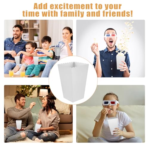 Image of 50 Pcs White Popcorn Boxes Mini Paper Popcorn Box Cardboard Popcorn Container for Party Disposable Snack Candy Popcorn Bags Popcorn Holder for Movie Nights Birthday Wedding (White)