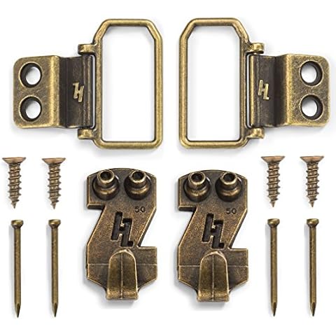 HangZ 11050 Flat Mount 2-Hole D-Ring Picture Hanger Kit, 50lb Cover