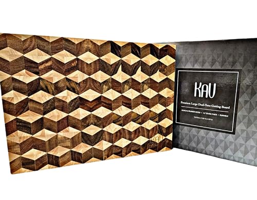 Tabla para cortar grande de madera de acacia KAV, rectangular, de 41.91 cm x 31.75 cm x 5.08 cm con diseño de rejilla de diamante miniatura 1